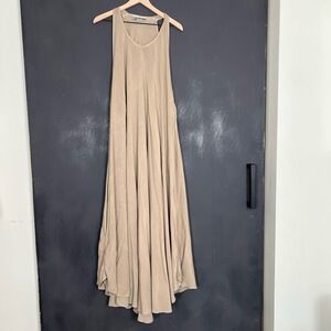 Soussan Designs Dress Womens Khaki Maxi‎ Double Layer Lagenlook Minimalist Flowy
